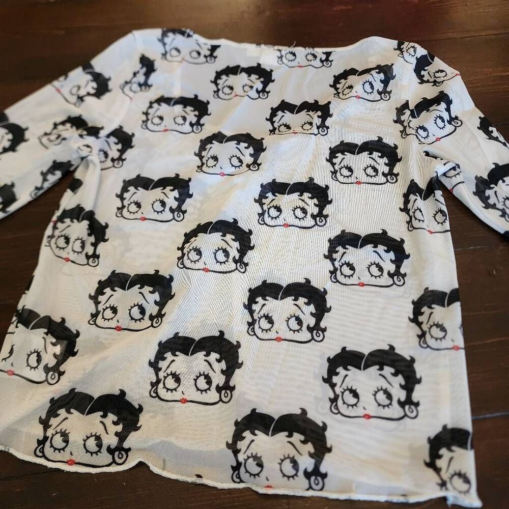 Betty Boop Women's Mesh Long Sleeve Sheer Top Size Large - Picture 5 of 5
